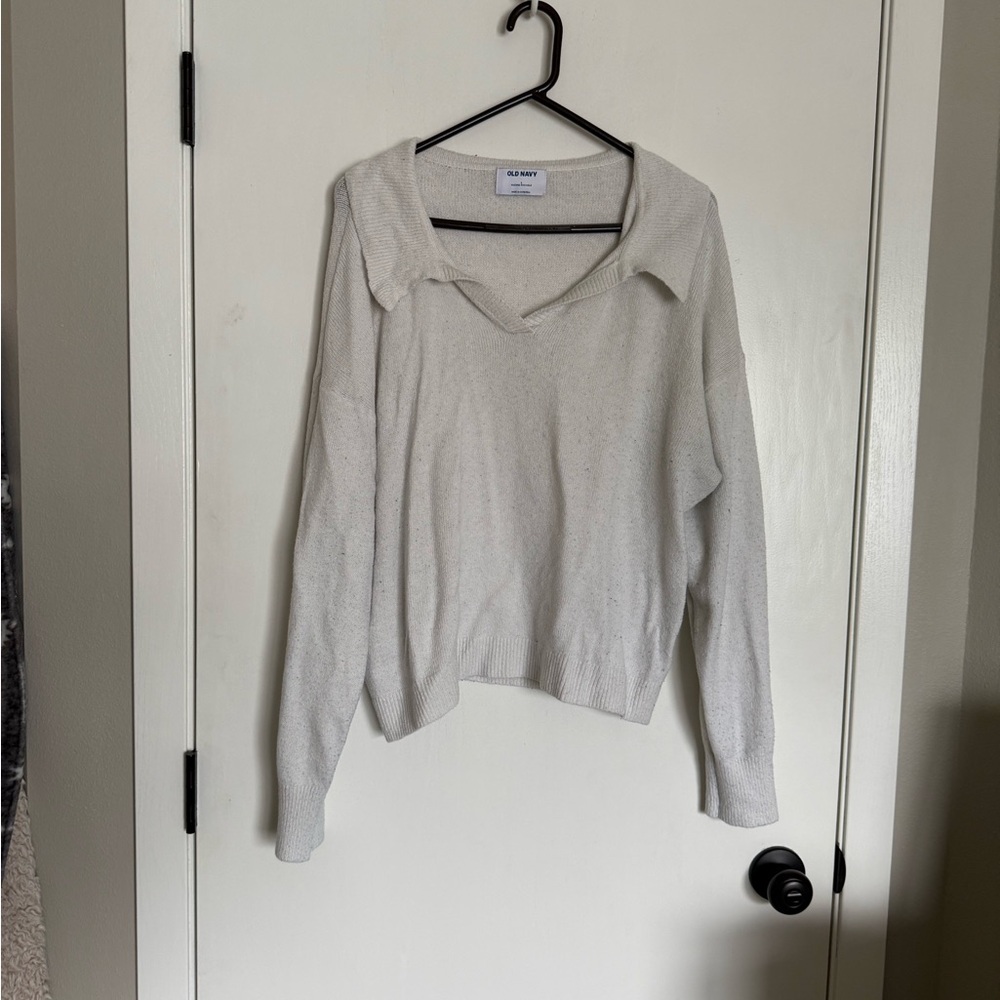 Old Navy Cream Sweater with V-Neck
